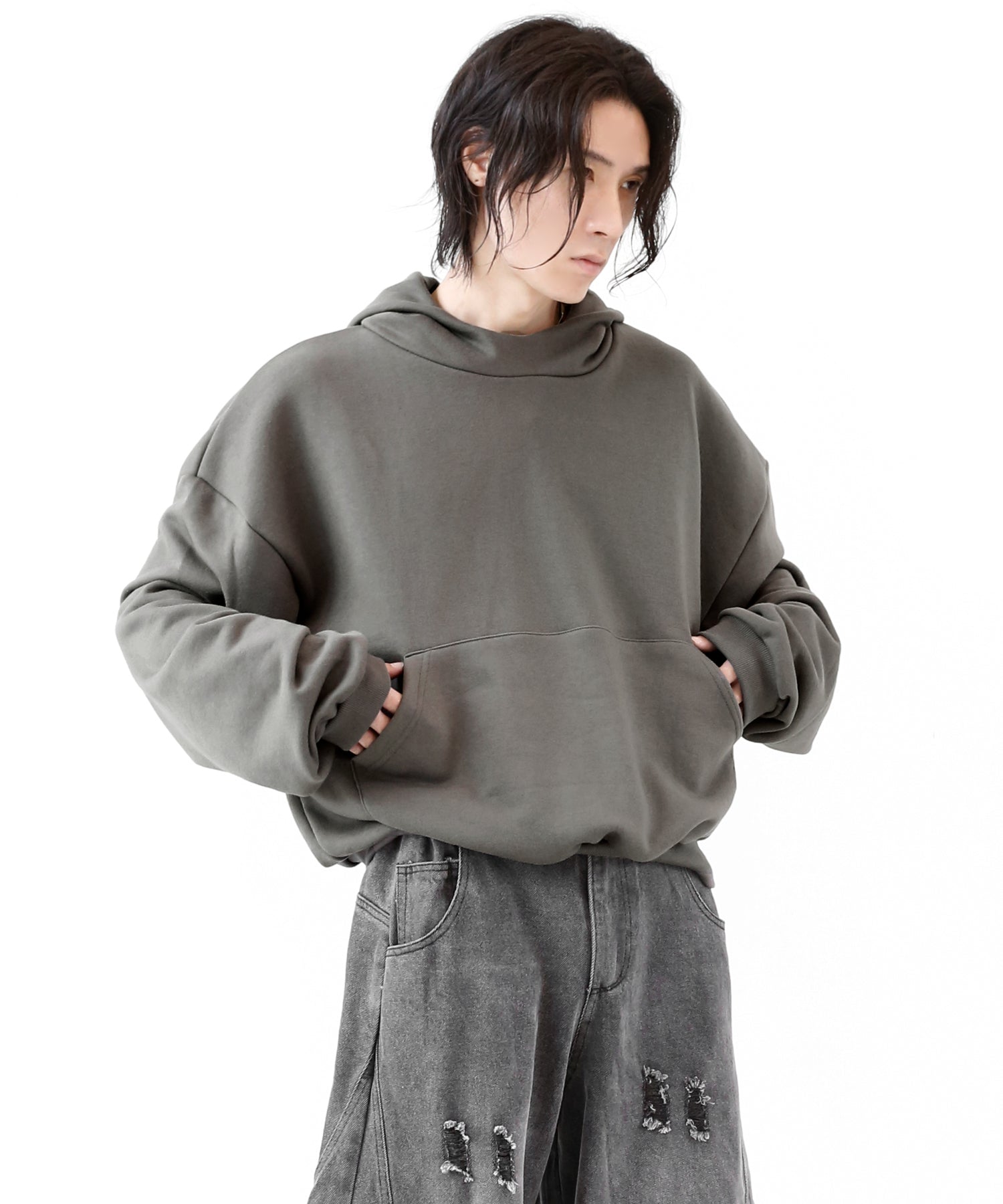 Wide Hood High-Neck Hoodie