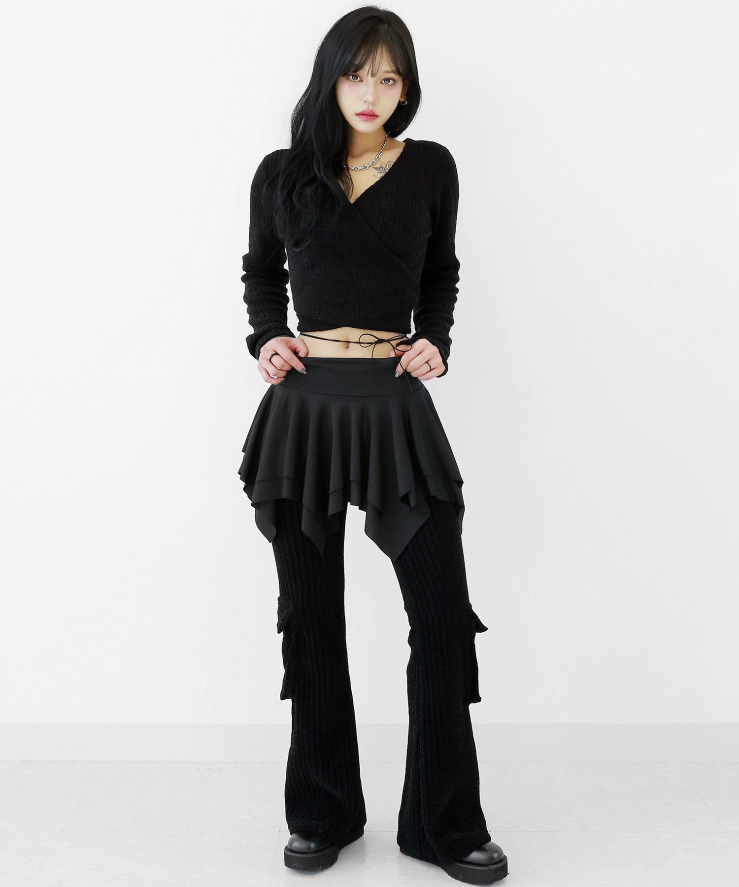 Asymmetric Layered Tiered Skirt