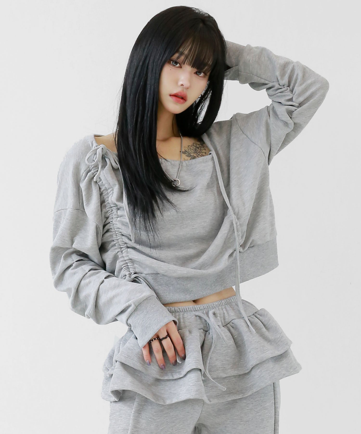 Adjustable Drawstring Long Sleeve Top