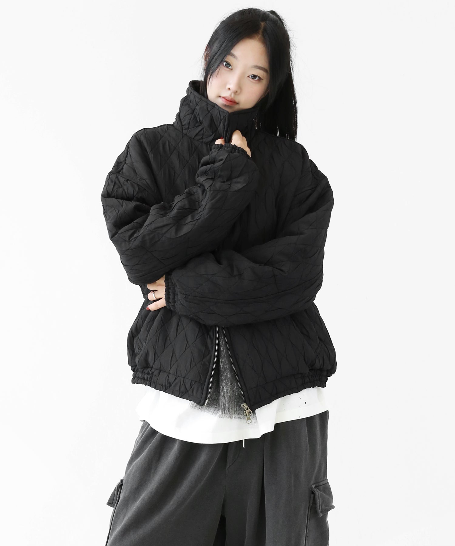 Diamond Quilted 2-Way Zip Blouson