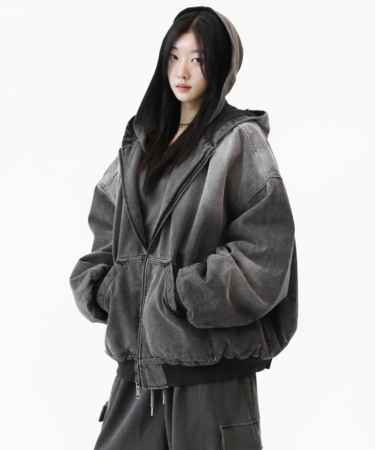 Vintage Washed Denim Down Blouson