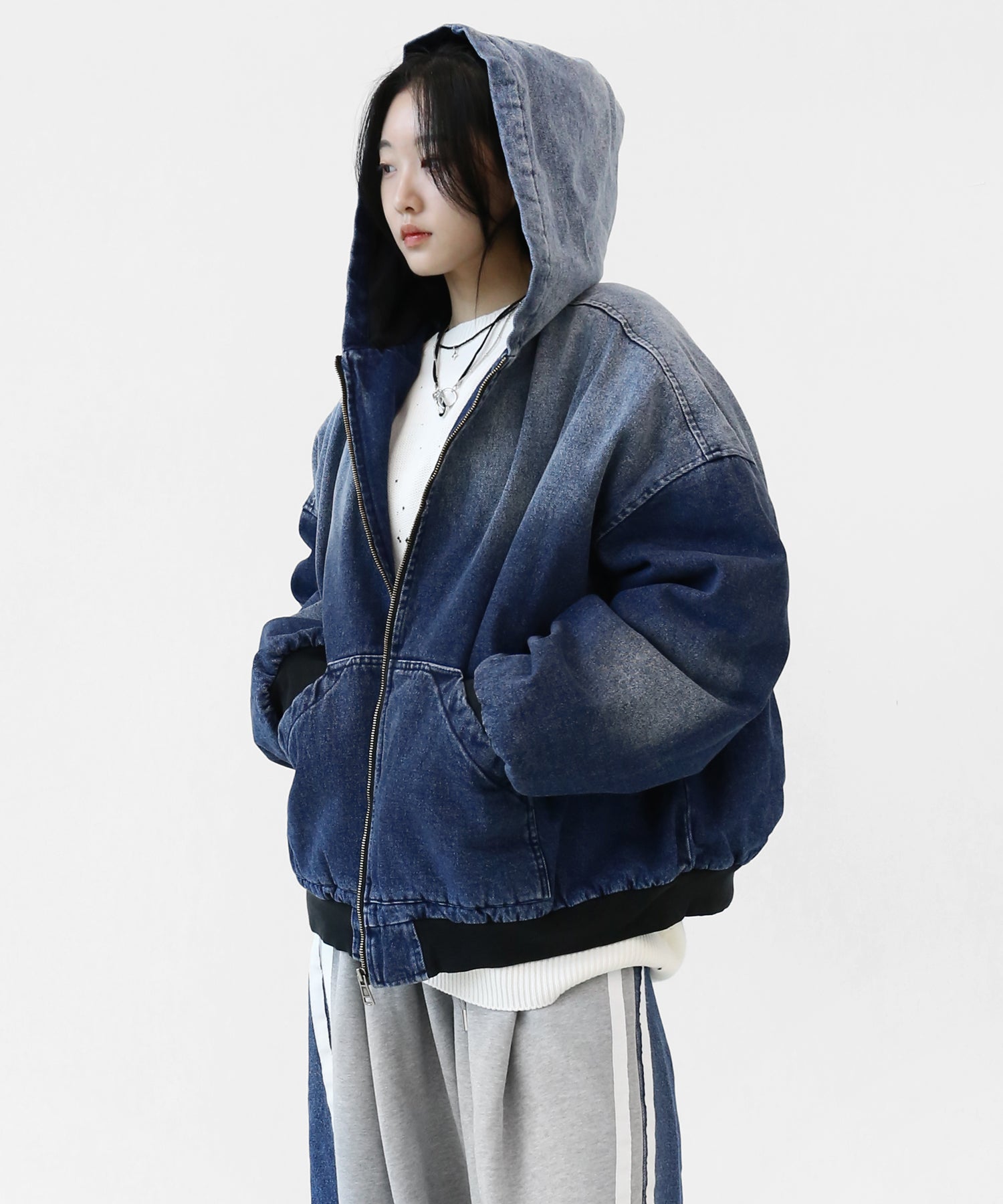 Vintage Washed Denim Down Blouson