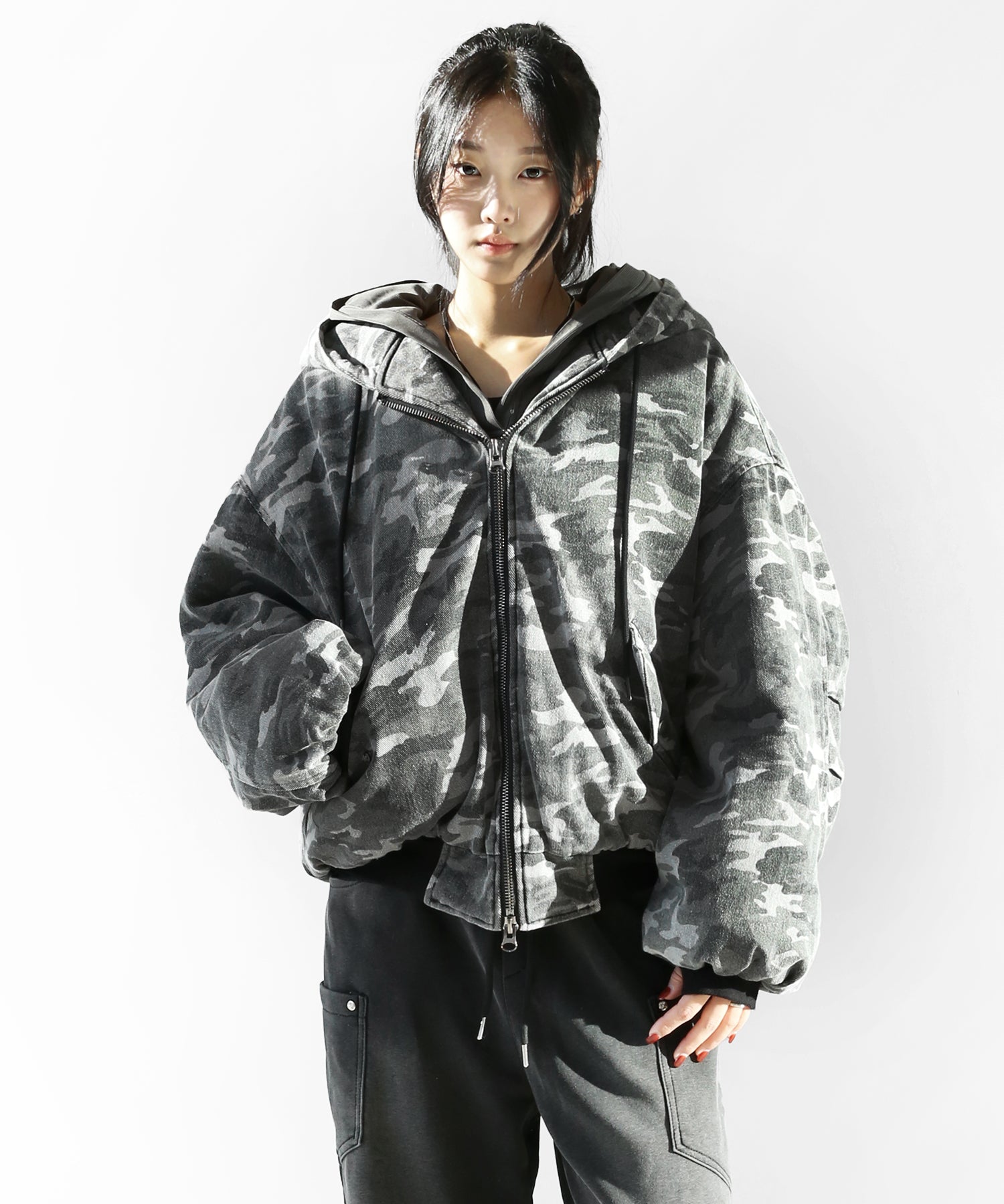 Camouflage Balloon Hood Jacket