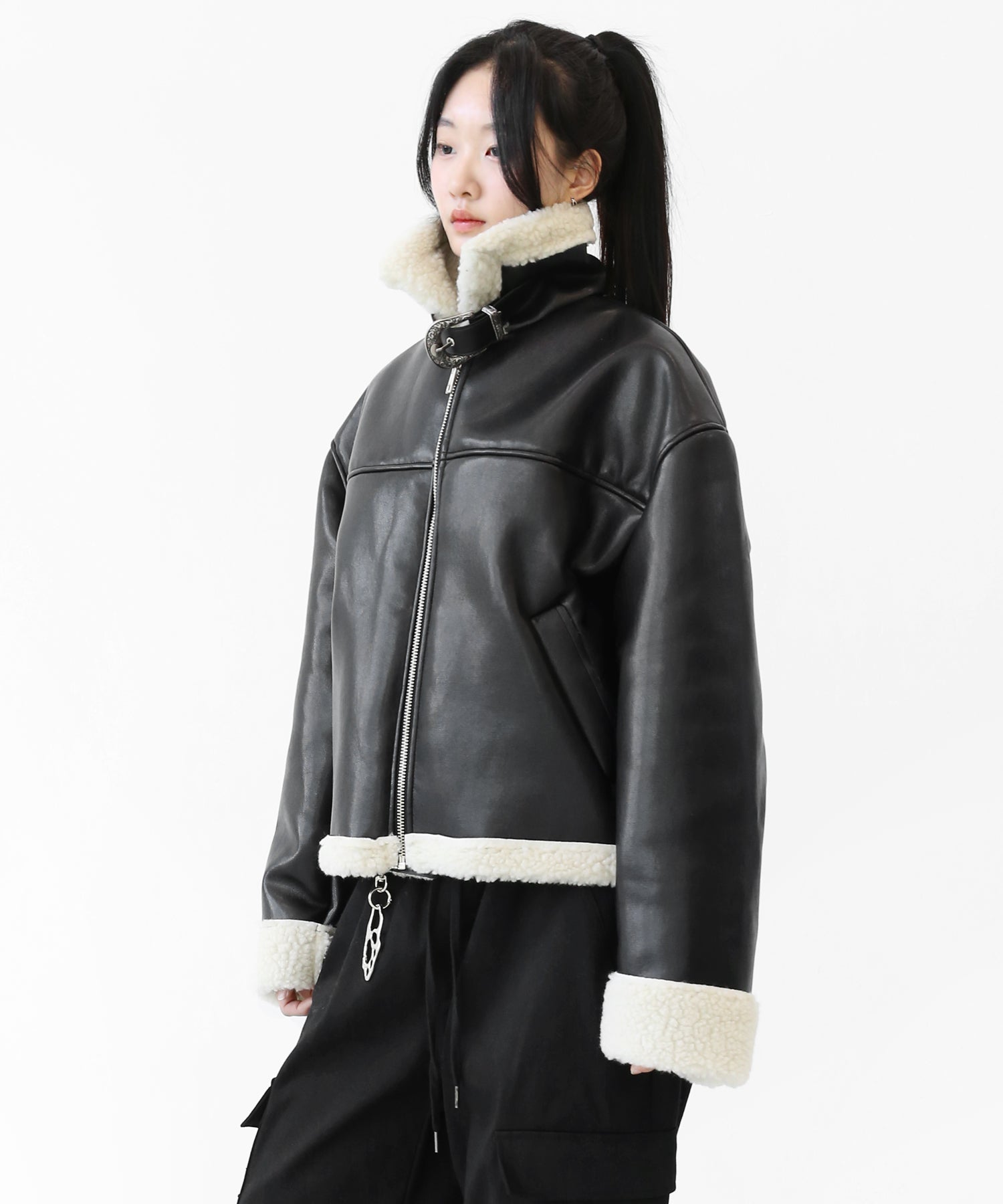 Faux Leather Shearling Jacket