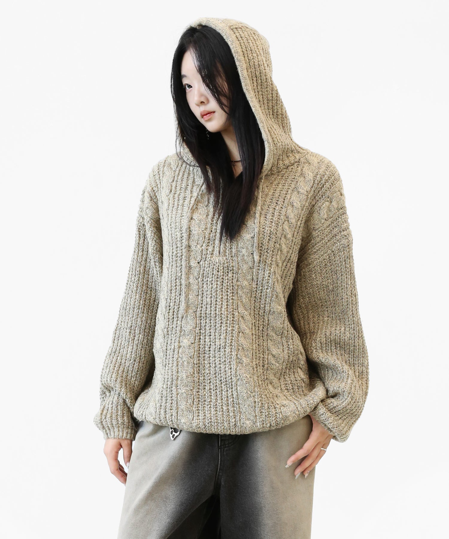Cable Knit Zip Hoodie