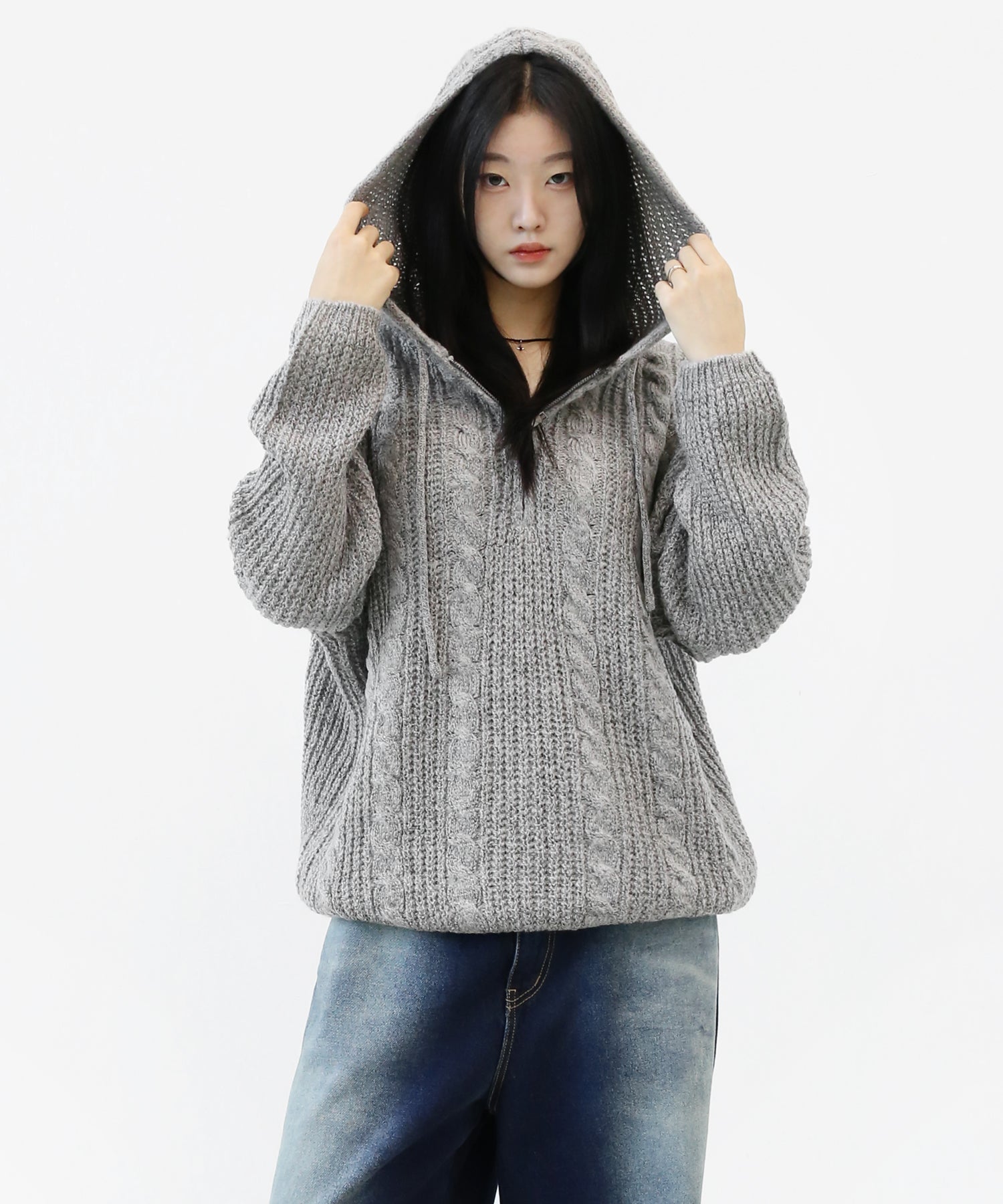 Cable Knit Zip Hoodie