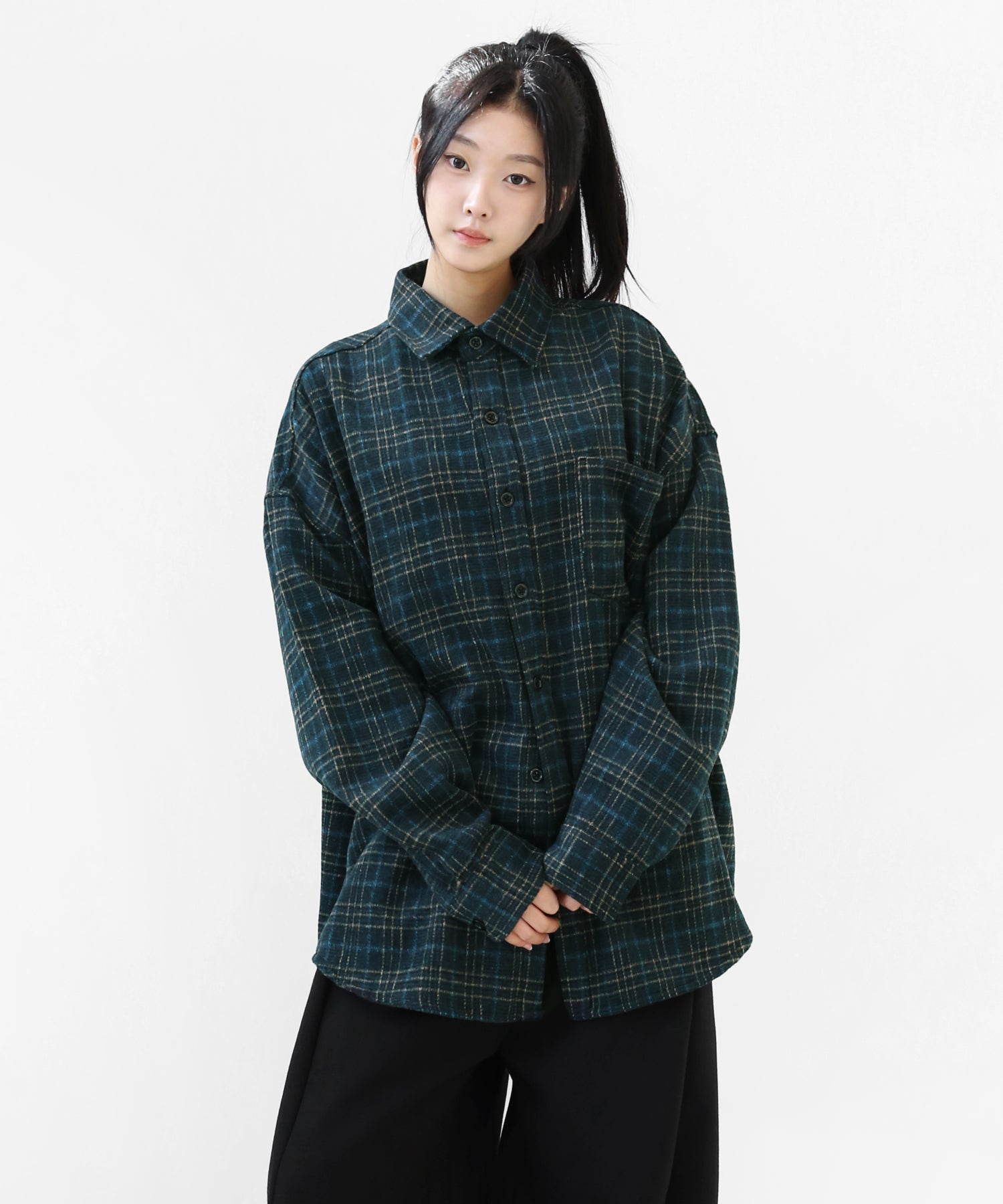 Wool-Touch Oversized Check Shirt