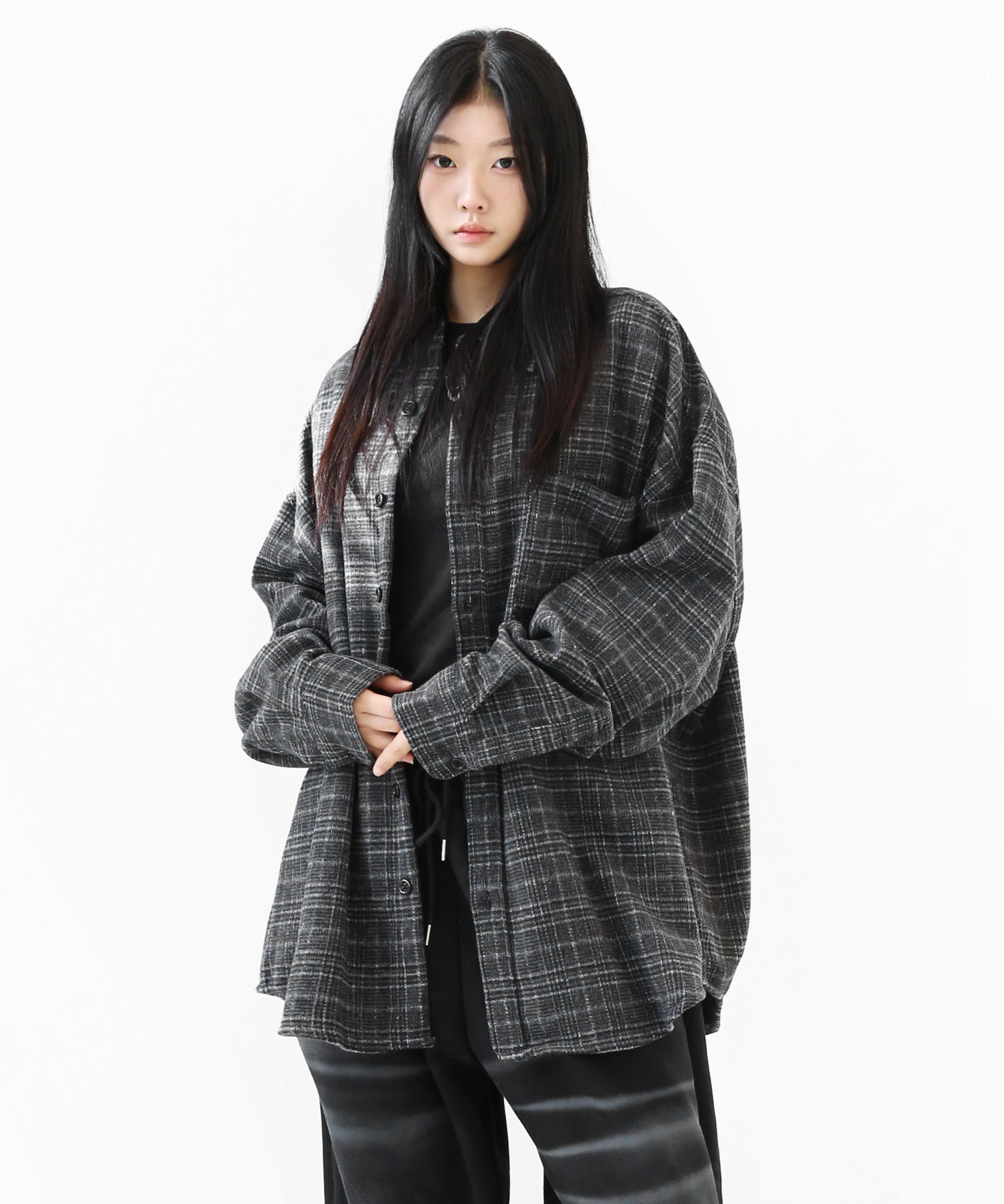 Wool-Touch Oversized Check Shirt