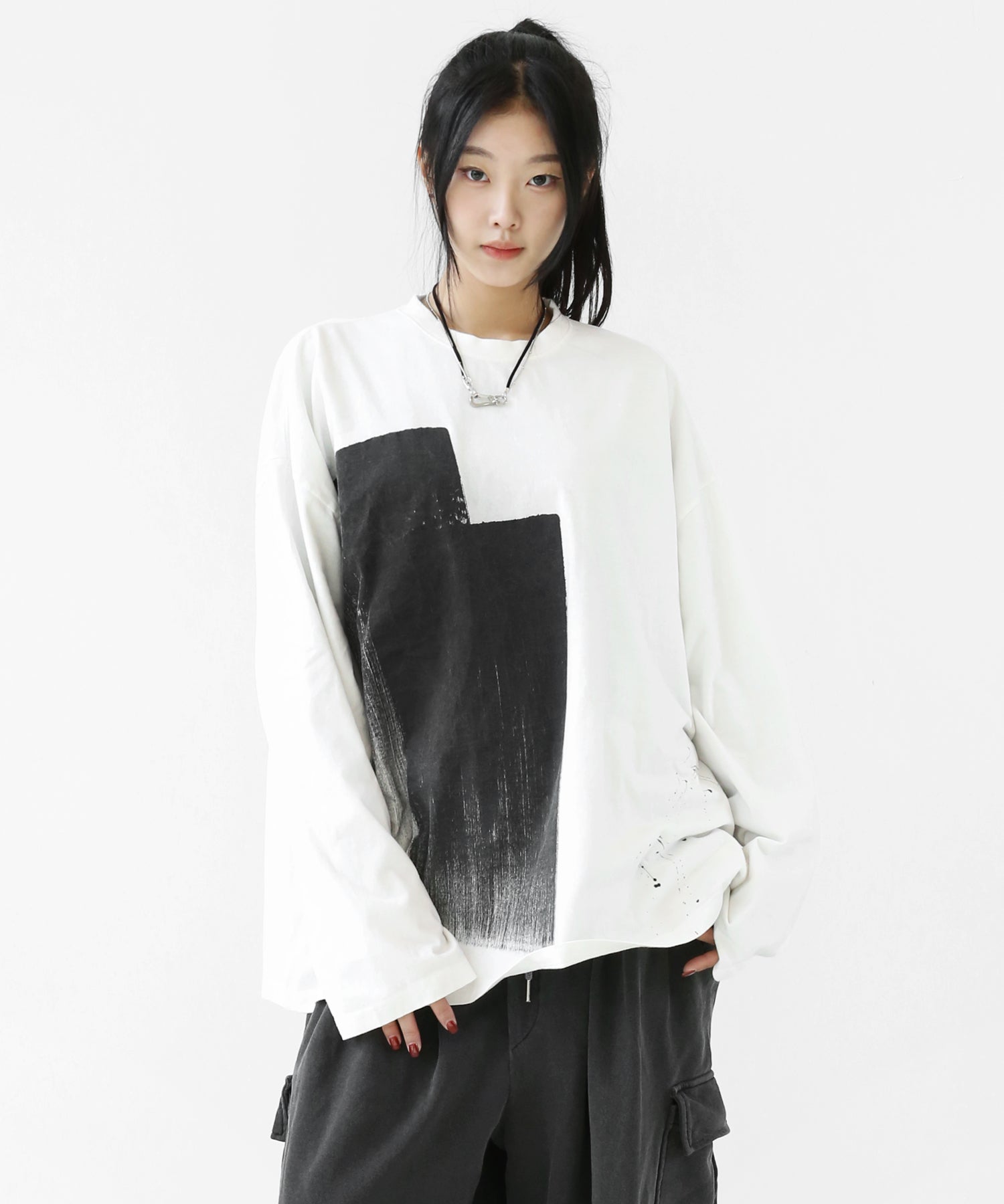 Hand-Painted Oversized Long Sleeve T-Shirt